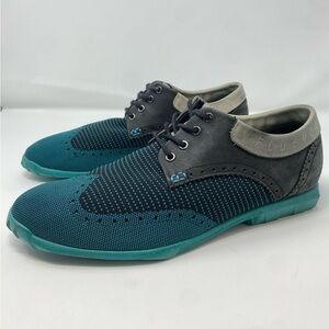 JOHN FLUEVOG Future Orbit Brogue Round Toe Wingtip  Shoes 10 Teal Derby